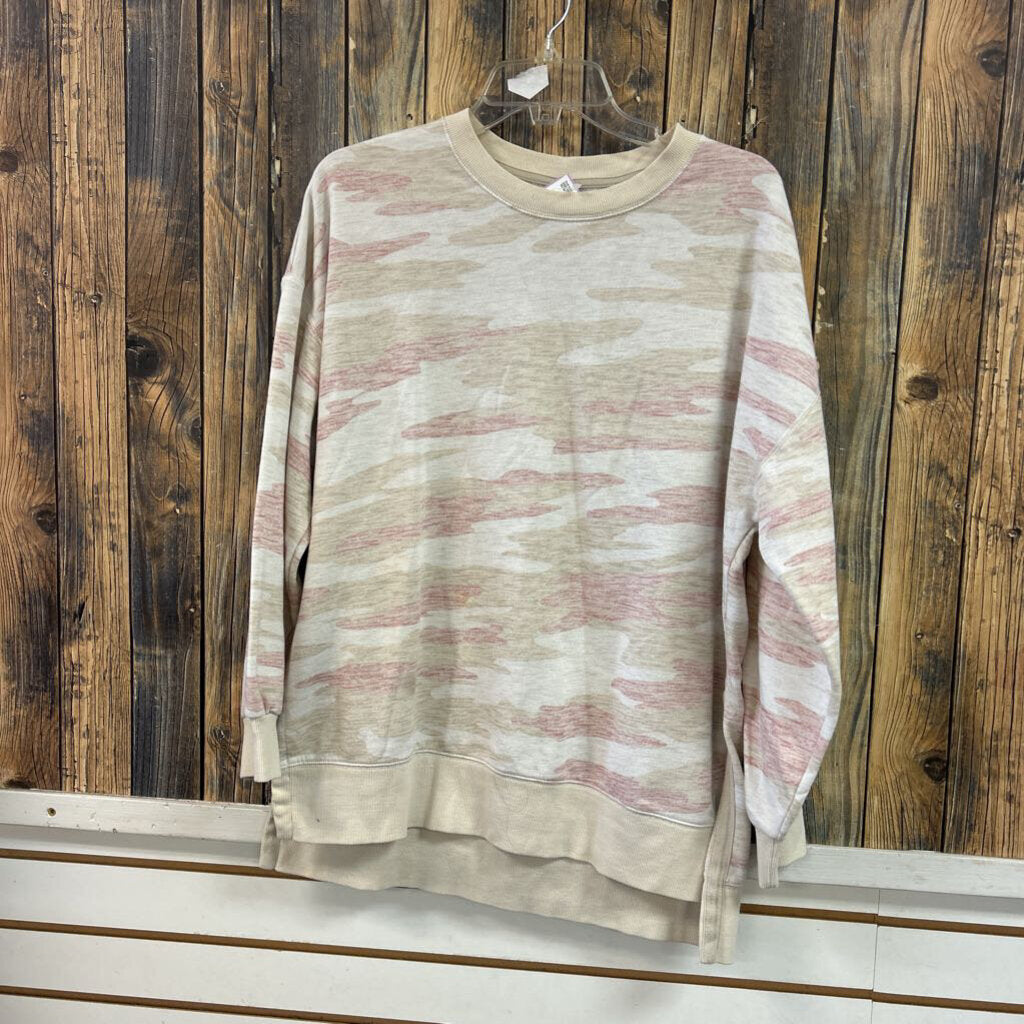 Old Navy Cream/Pink Camo Top, Womens M