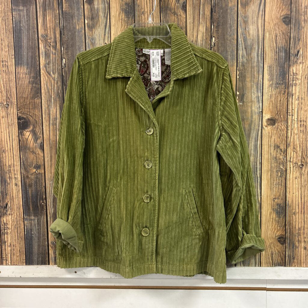 Dressbarn Green Ribbed Jacket, Womens L