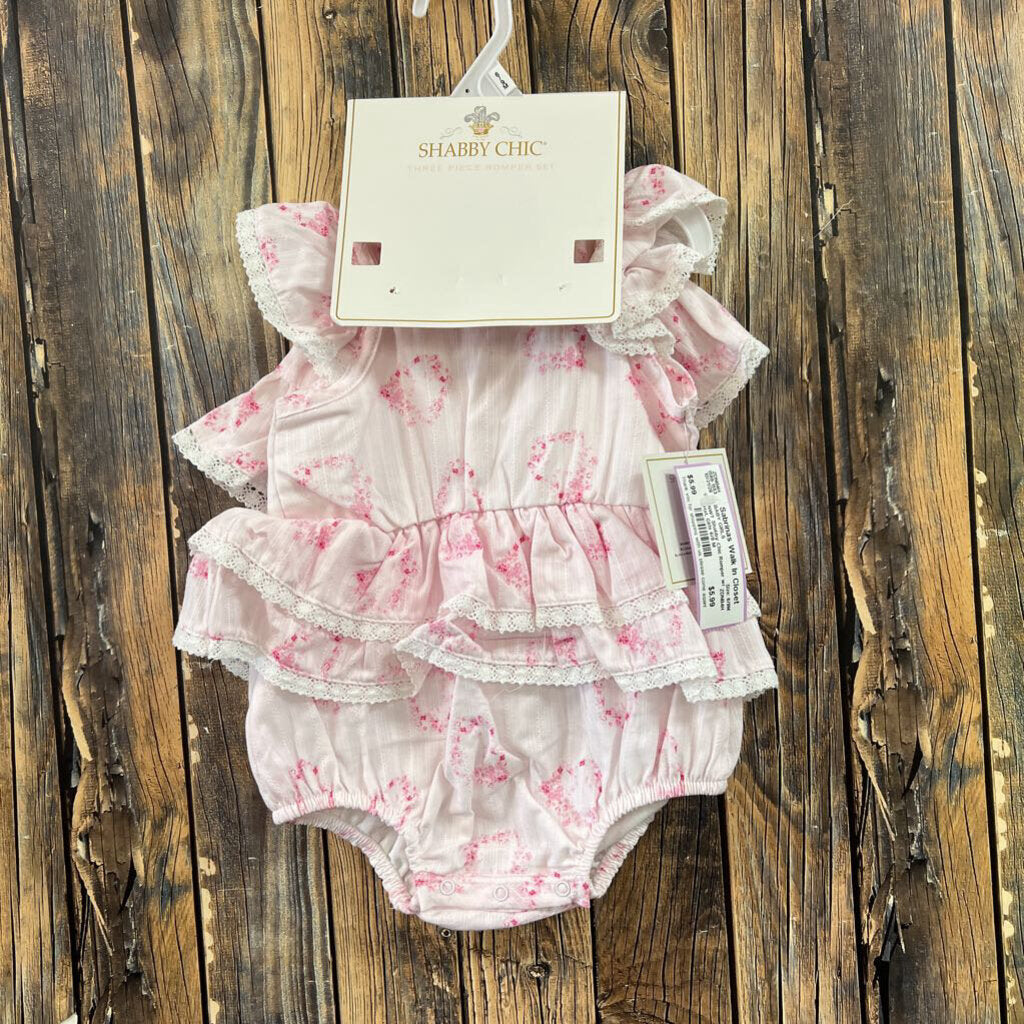 NWT Shabby Chic Romper w/ Hat, Girls 6/9 M