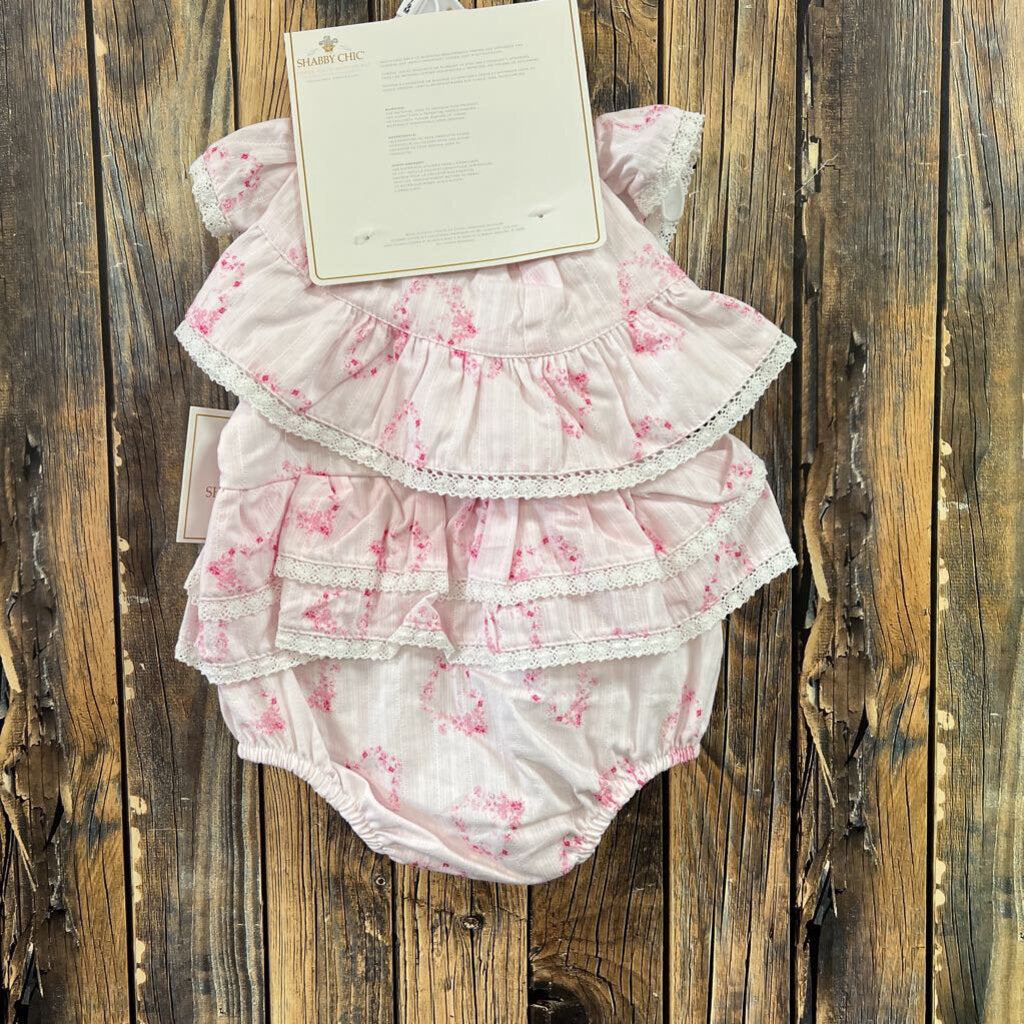NWT Shabby Chic Romper w/ Hat, Girls 6/9 M