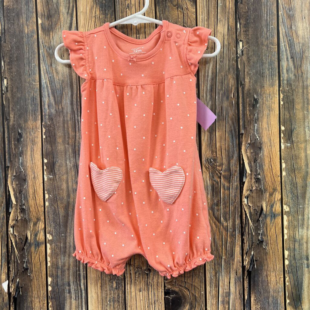 Carters Heart Romper, Girls 12M