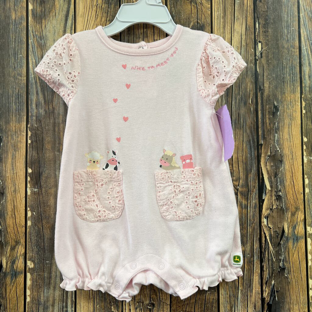 John Deere Nice to Meet You Romper, Girls 9/12M