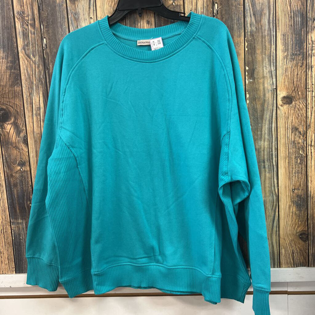 Zenana Teal Sweatshirt, Womens 2X