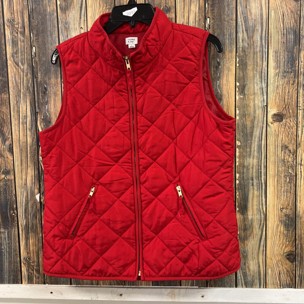Crown & Ivy Red Puffer Vest, Womens L