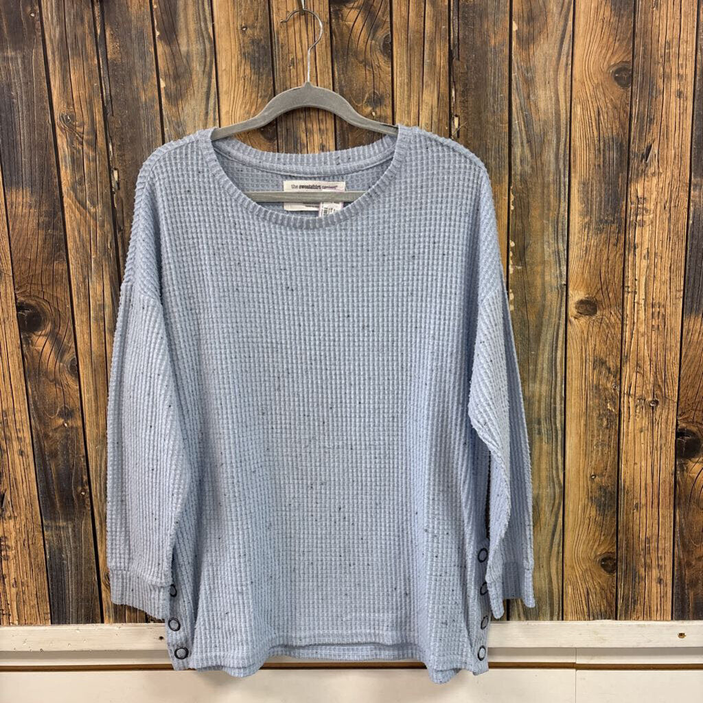 Blue Waffle Knit Sweater, Womens XL