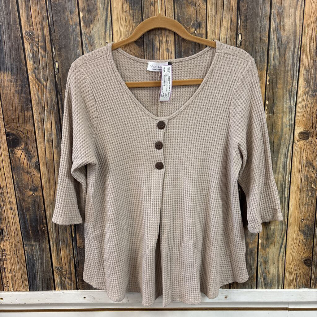 Star Vixen Tan Waffle Knit Top, Womens 2X