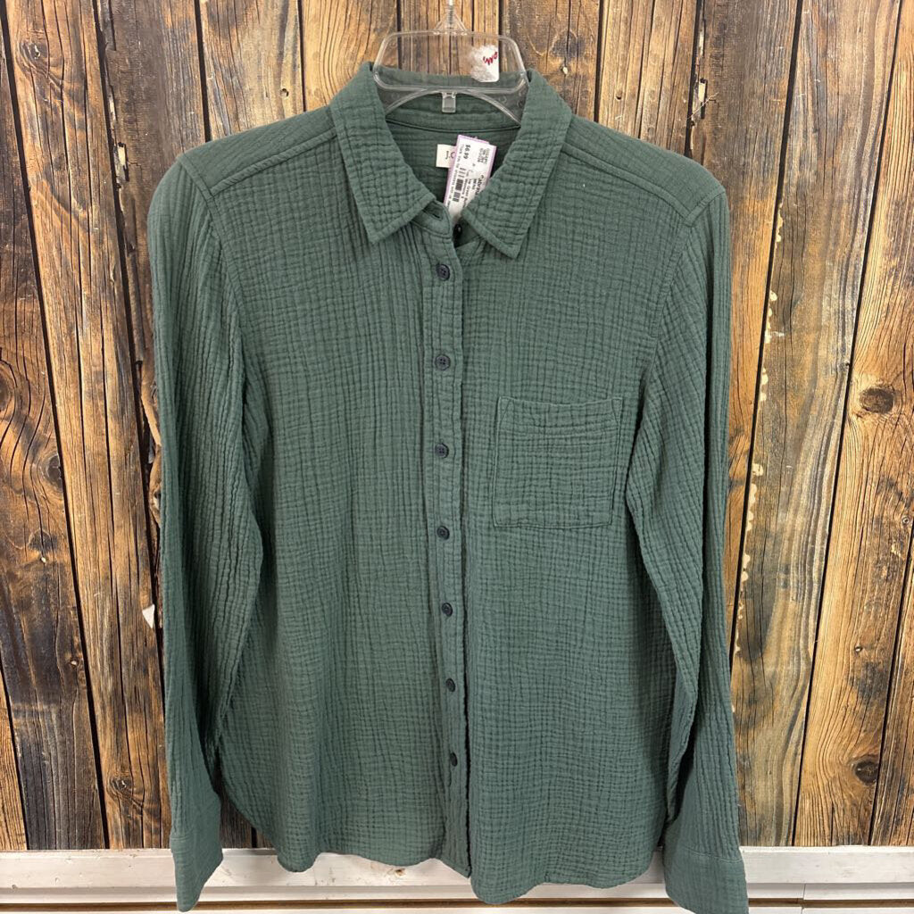 J. Crew Green Button Down Top, Womens S