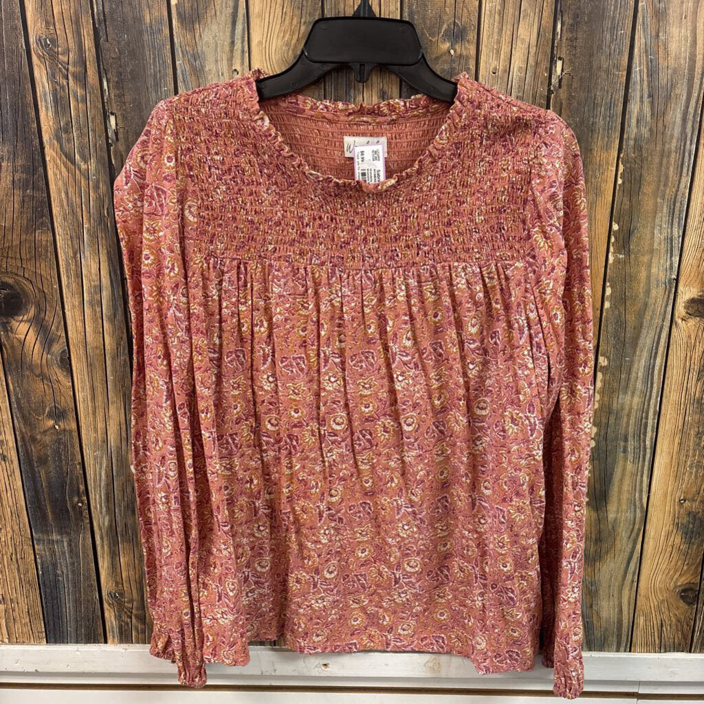 Wonderly Floral Coral Top, Womens M