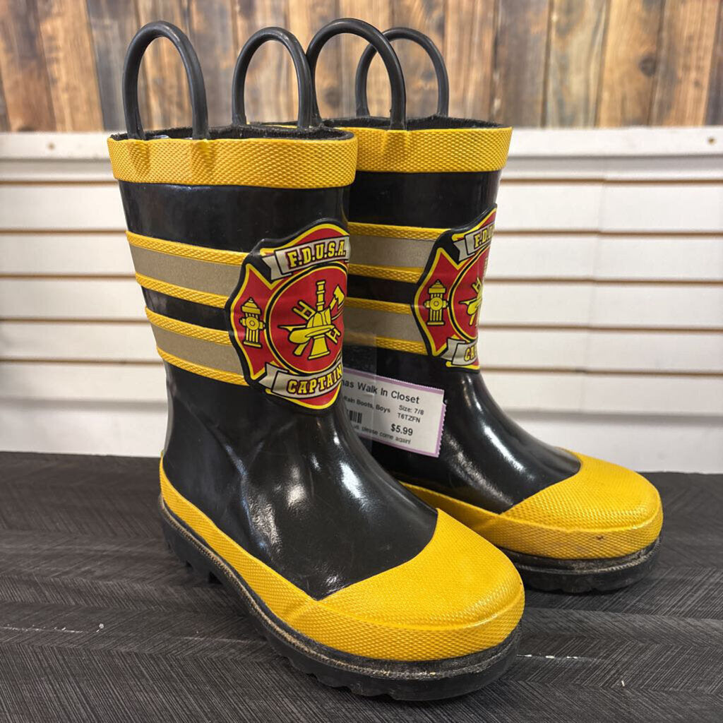 Firefighter Rain Boots, Boys 7/8