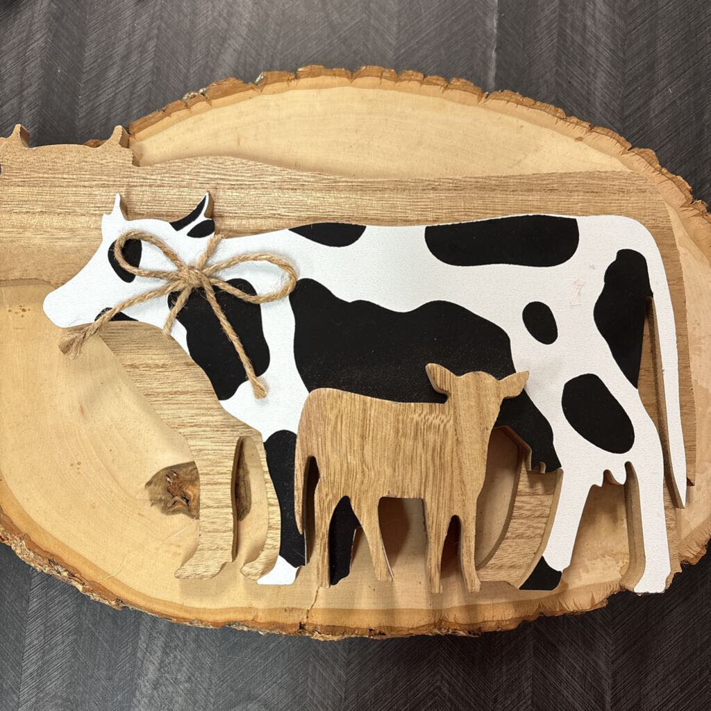 Wooden Cow Decor - 14x10