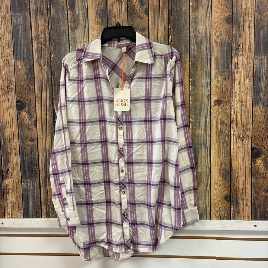 NWT Knox Rose Plaid Button Up, Womens M